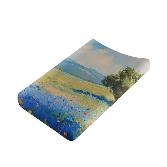 Breathable Diaper Changing Pad Cover for Baby Girls and Boys, Soft Changing Table Sheets 16 * 32 Inches, Countryside Scenery