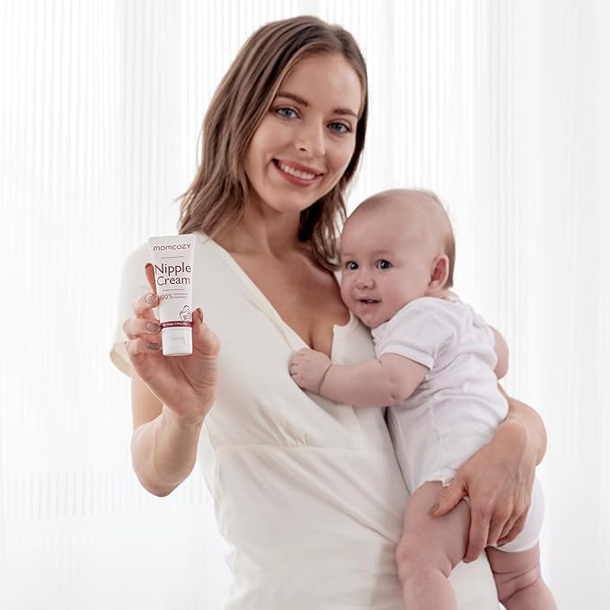 Momcozy Nipple Cream Safe for Breastfeeding, No Wipe Off Lanolin-Free Nipple Balm, Soothing Cream, Breastfeeding Essentials for Nursing & Pumping Moms, 1.41 oz