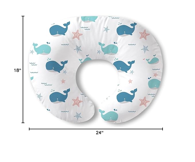 Plushii Nursing Pillow for Breastfeeding, Soft and Supportive Breastfeeding Pillow for Mom and Baby, Cute Feeding Pillow with Removable Cover for 0–12 Months, Whale