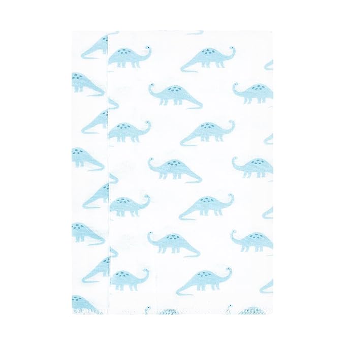 Hudson Baby Unisex Baby Cotton Flannel Burp Cloths, Soft Teal Dino, One Size