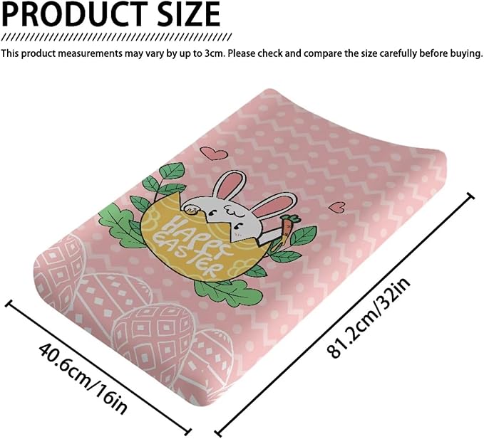 Rabbit Easter Changing Pad Cover Waterproof Breathable Universal Tray Table Mat for Boys Girls Stretchy Soft Changing Table Cover