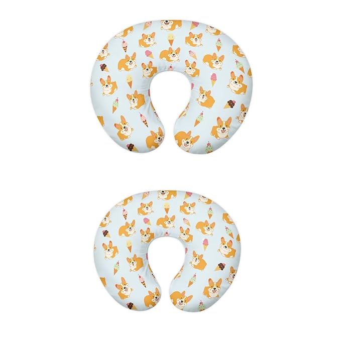 Cute Dogs Breastfeeding Pillow Cover Newborn U-Shaped Breastfeeding Pillowcase Cushion Cover Easy to Use and Dustptoof