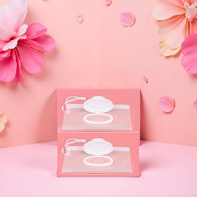 2Pcs White Baby Wipe Case Travel Holder Keeps Wipes Moist Set of Wet Diaper Wipes Holders Cases Portable Travel On The Go Refillable Dispenser Container Waterproof Wipe Container with Sealed Diapering
