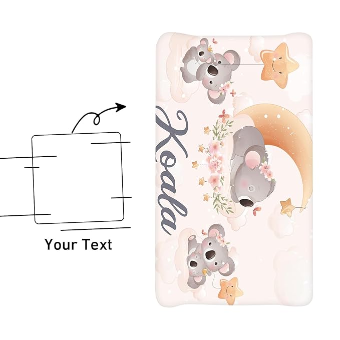 Personalized Toddler Changing Pad Cover - Custom 2 Piece Comfortable Koala Pattern Changing Pad Covers for Baby Boys and Girls, Birthday Gift for Toddlers