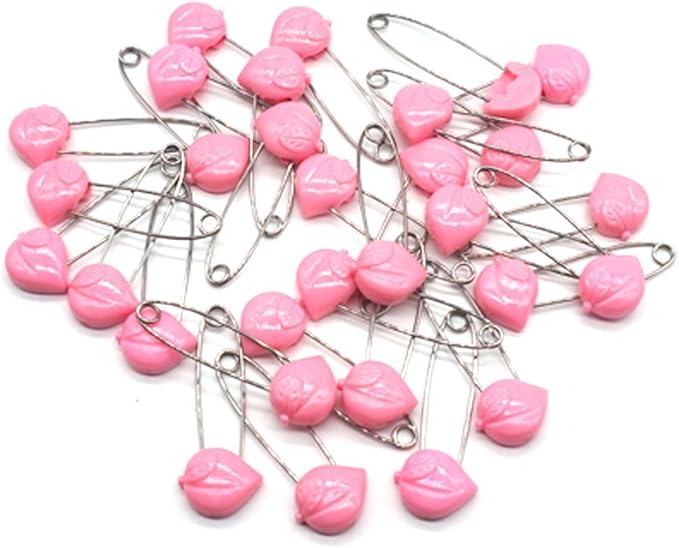 Cute Fruit Peach Baby Safety Pins Secure Clips for Fastening Baby Clothes Diaper Napkins Stainless Steel Size L 5.3CM 30PCS