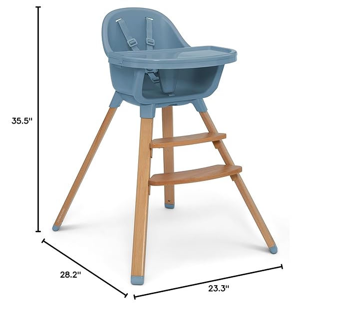 Delta Children - babyGap Otto 3-in-1 High Chair - High Chair Converts to Toddler Dinning Chair and Booster Seat - Dishwasher Safe Meal Tray - FSC-Certified Wood, Blue