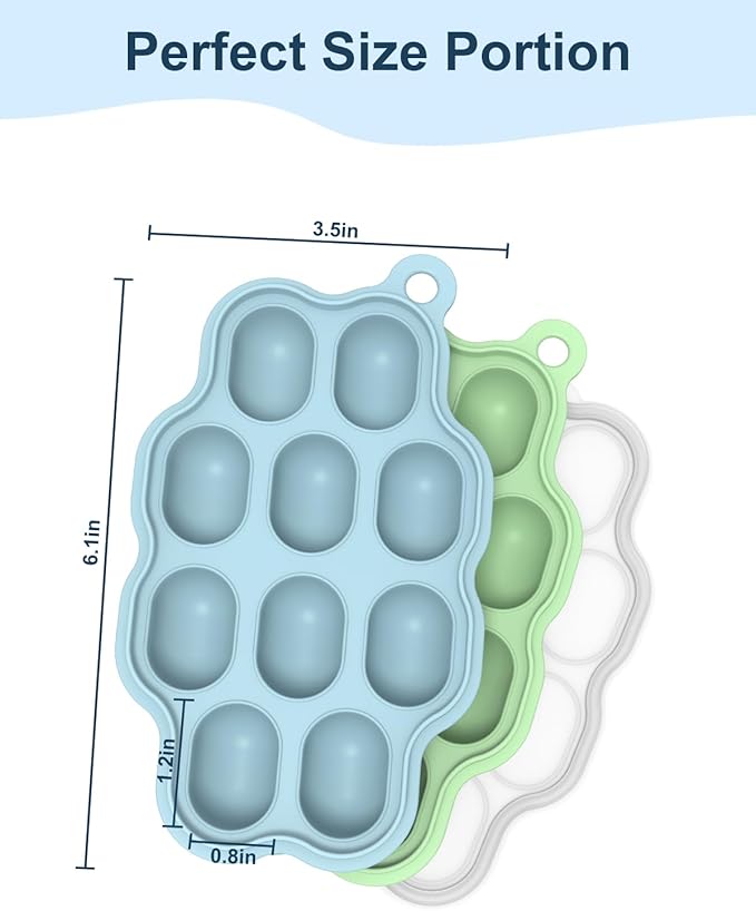 KingKam Baby Food Freezer Trays with Lids (2 Pack), Silicone Nibble Freezer Tray, Breastmilk Popsicle Molds, Baby Food Storage Containers Ice Cube Tray Maker
