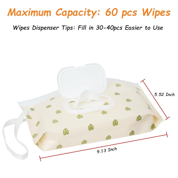 Wipes Dispenser with 4 Pack Portable Baby Wipe Case, Wipe Holder for Baby & Adult, Seposeve Refillable Wipe Container, Keeps Wipes Fresh, Easy Open/Close Wipes Pouch Case, Orange+ 4 Multicolor