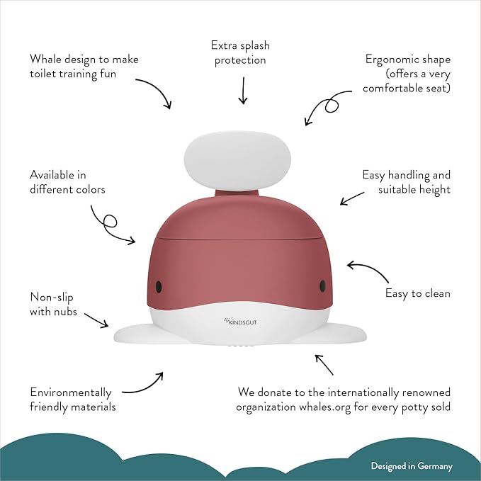 Kindsgut Whale Potty Training Toilet – Ergonomic Toddler Potty for Boys & Girls, Designed in Germany, Non-Slip & Easy Clean, Dusty Pink