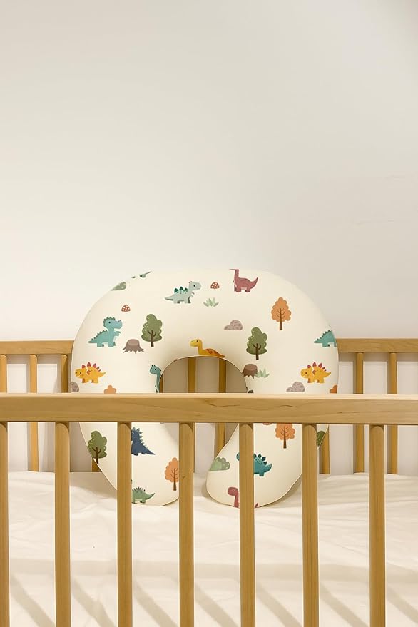 Nursing Pillow Covers 2 Pack, Breastfeeding Pillow Slipcovers Soft and Stretchy, Nursing Covers for Baby Girls Boys Newborn (Sage Dino)