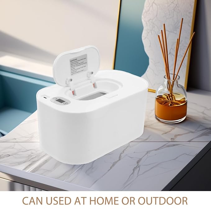 Toyvian Portable USB Baby Wipe Warmer with Adjustable 104-140 F Temperature Display Compact Heating Box for Comfortable Diaper Changes at Home and Outdoors