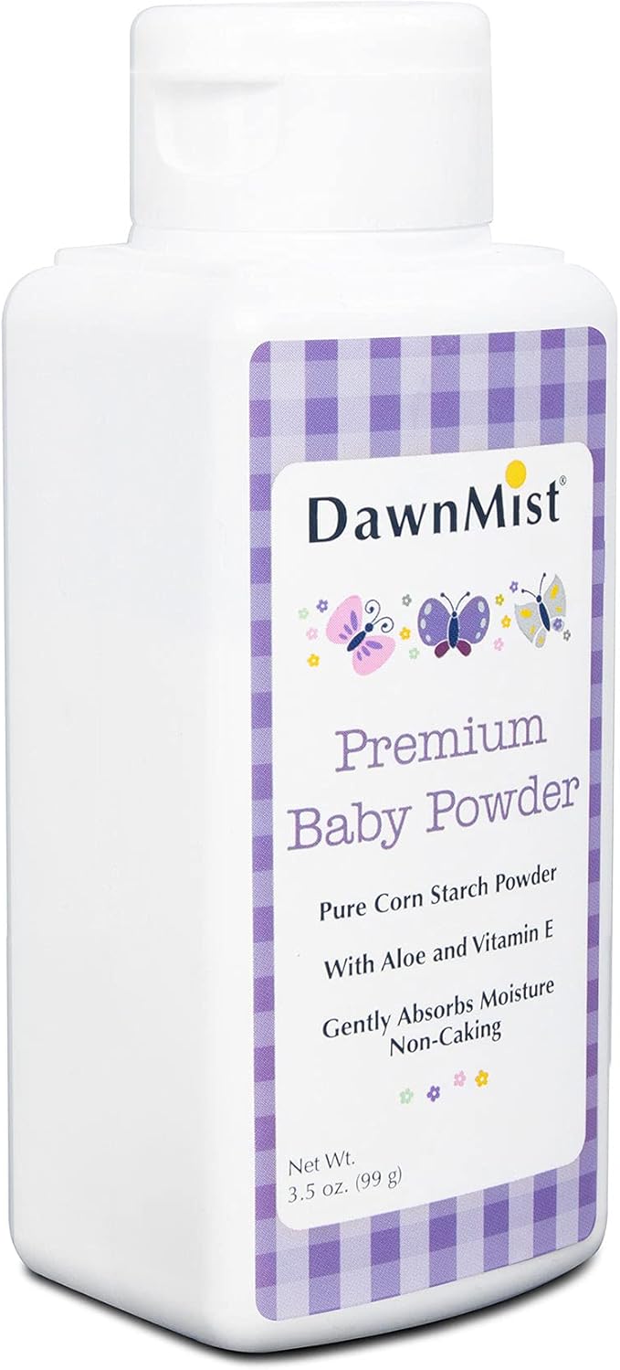 Dukal DawnMist Premium Baby Powder, 3.5 oz Bottles – Talc-Free Formula, Gentle & Soothing for Delicate Skin – Full Case Pack of 48