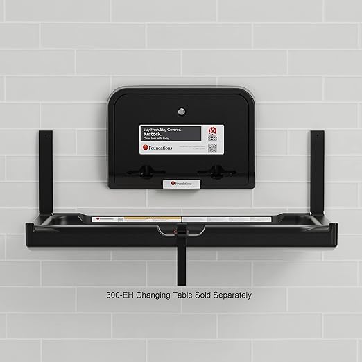 Foundations 300-LD-02 Changing Table Liners Dispenser - Disposable Liners for Elements Changing Station - Easy to Use, Holds up to 50 Paper Liners - with Dispenser Locks - Black