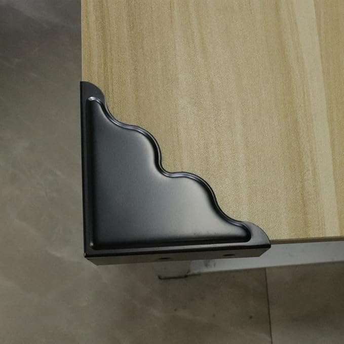 Metal Corner Protector - Set of 4 Black Box Corner Protectors for Edge Safety Guarding Cabinet, Furniture, Desk, and Case. Thickened Hardware for Enhanced Protection