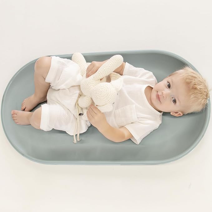 Toddlekind Premium Foam Changing Pad – Hygienic, BPA-Free, Water-Resistant, and Easy to Clean – Soft, Skin-Like PU Foam Mat with Ergonomic Design – Fits Standard Changing Tables (31.5"x16.9"), Green