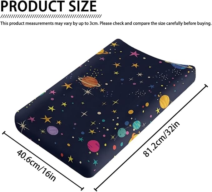 Planets Stars Changing Pad Covers, Breathable Baby Diaper Change Table Covers, Ultra Soft Contoured Pad Covers for Newborn Baby Boy Girls