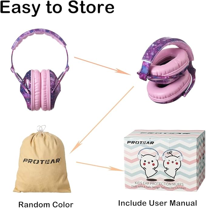 Kids Hearing Protection,25dB NRR Noise Reduction,Sound Proof for Kids,Toddler,Safety Earmuffs for Concert,Airplane,Autism,Monster Jam,Travel,School- Pink Nebel