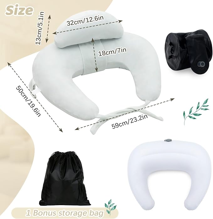 KAKIBLIN Nursing Pillow, Inflatable Breastfeeding Pillows, Hands-Free Feeding Pillow for Back Pain Relief with Waist Strap, Travel Nursing Travel, Breastfeeding & Bottle Support for Baby Girl and Boy