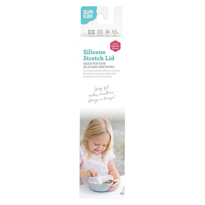 Bumkins Toddler and Baby Suction Bowl, Silicone Cover for Babies and Kids Dish, Baby Led Weaning, Feeding Supplies, Write-On and Store and Label Leftovers, Childrens Food Prep, Fits Bowls