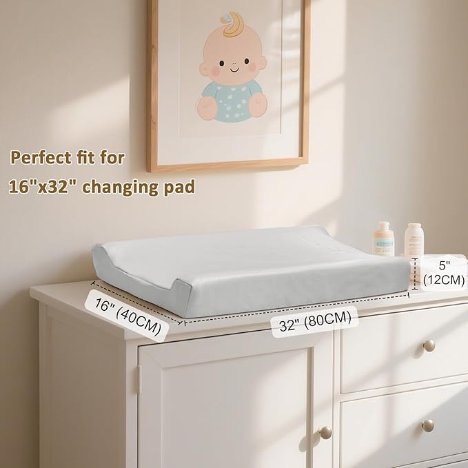 Owlowla Changing Pad Cover,Waterproof Changing Pad Covers-Soft Leather Diaper Changing Table Cover,Fits Standard Changing Pads for Baby Boy Girl(Light Gray)