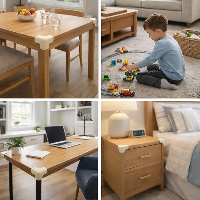 Corner Protector for Baby, 8 Pack EVA Foam Baby Proofing Corner Guards, Soft L-Shaped Furniture Edge Protectors for Tables and Sharp Corners, Tear-Resistant Updated Design, White