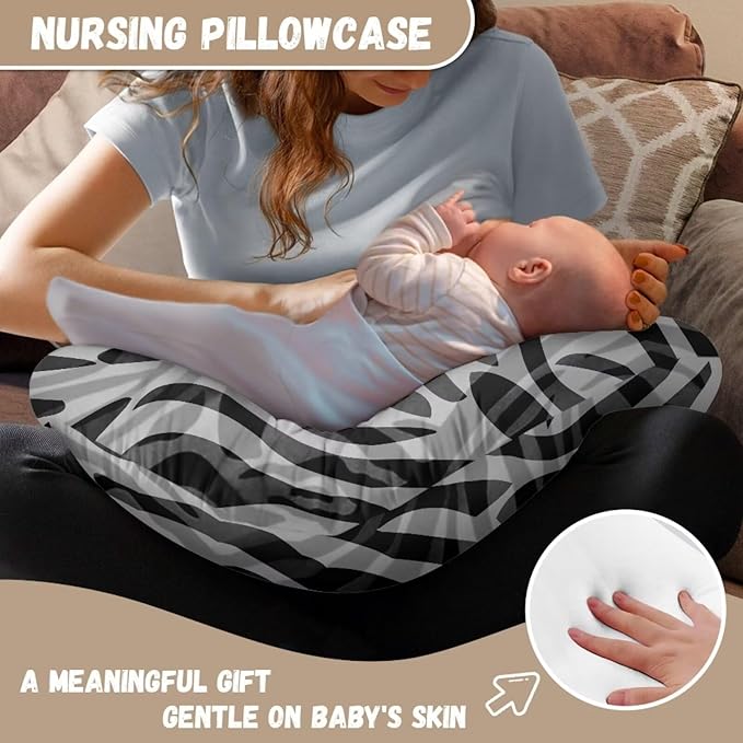 Zebra Breast Feeding Nursing Pillow Cover with Hidden Zipper, Breastfeeding Nursing Pillow Slipcovers Super Soft for Breastfeeding Moms