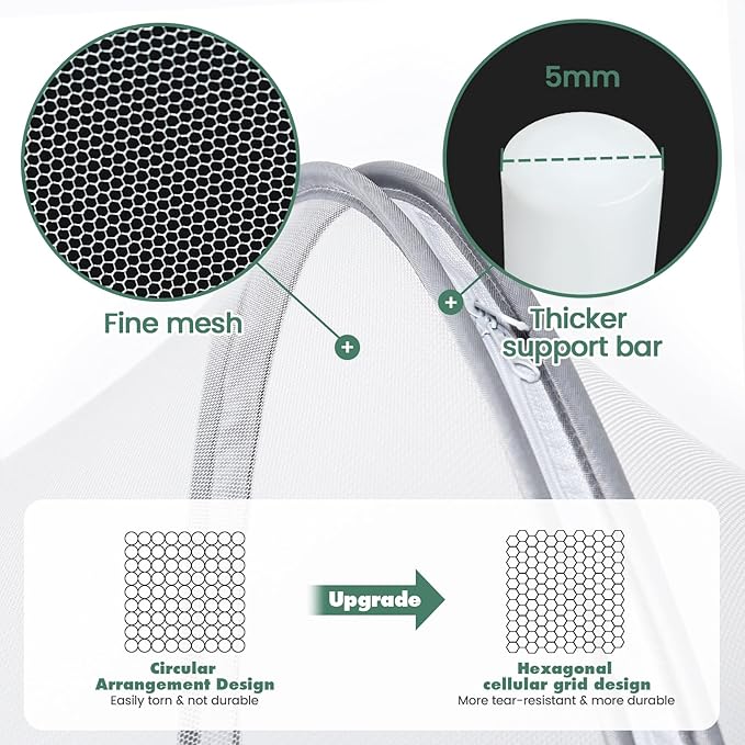 Orzbow Bassinet Cover for Cats - Breathable Mosquito Net Cover for Cradles/Travel Cribs/Mini Cribs, Baby Mosquito Net to Keep Pets Out, Baby Bassinet Accessories, Two-Way Self-Locking Zippers, White
