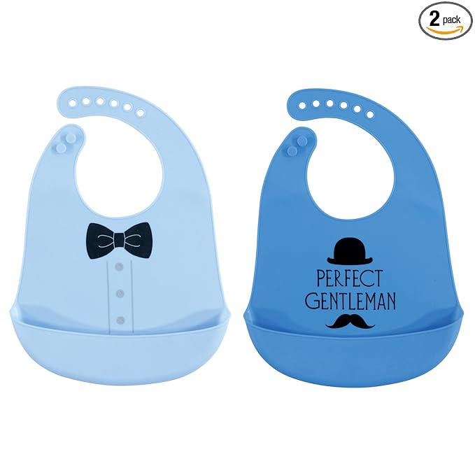 Hudson Baby Unisex Baby Silicone Bibs, Perfect Gentleman, One Size
