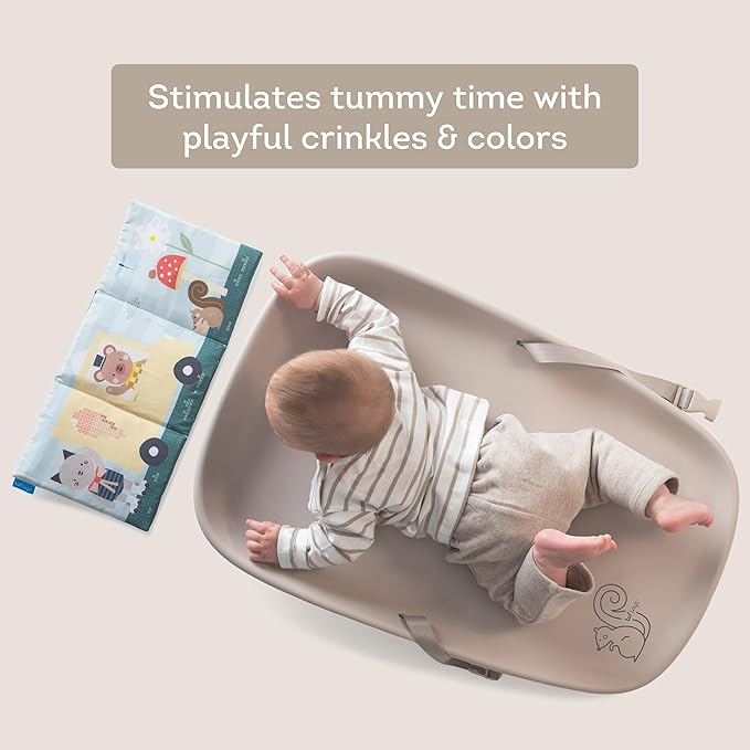 Taf Toys Baby Changing Pad & Crinkle Book - Interactive, Waterproof, Wipeable Changing Table Pad - Diaper Changing Pad for Dresser with Removable Safety Strap, Easy to Clean & Non-Slip Waterproof