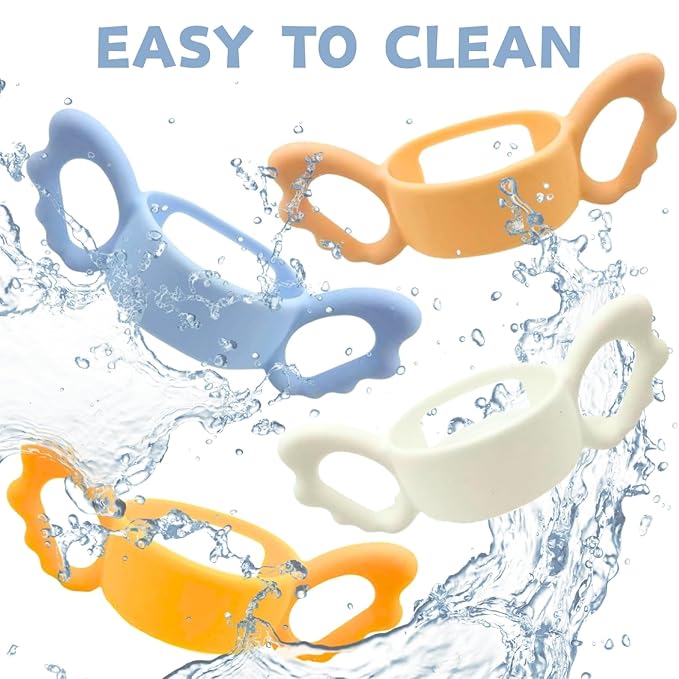 4Pack Bottle Handles Compatible with Boon Nursh Reusable Silicone Pouch Bottles, Cute Wing Design, Silicone Bottle Holder for Easy Grip, Quick Install, Easy to Clean