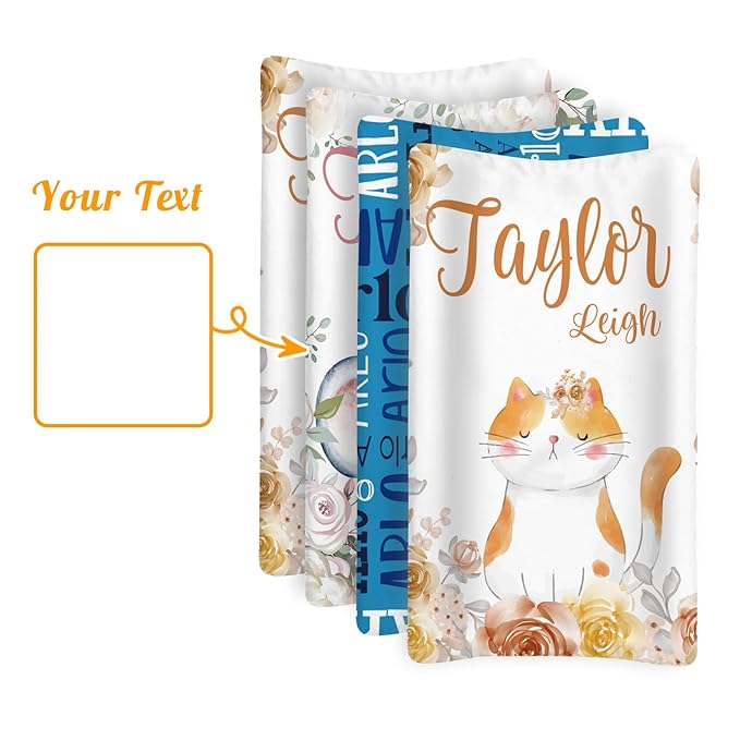 Custom Changing Pad Cover Set - Jersey Knit Comfy CozyUltra Soft Unisex Diaper Changing Table Covers with Personalized Name for Baby Boys Girls - Waterproof Ultra Soft 4 Pcs Set Style08