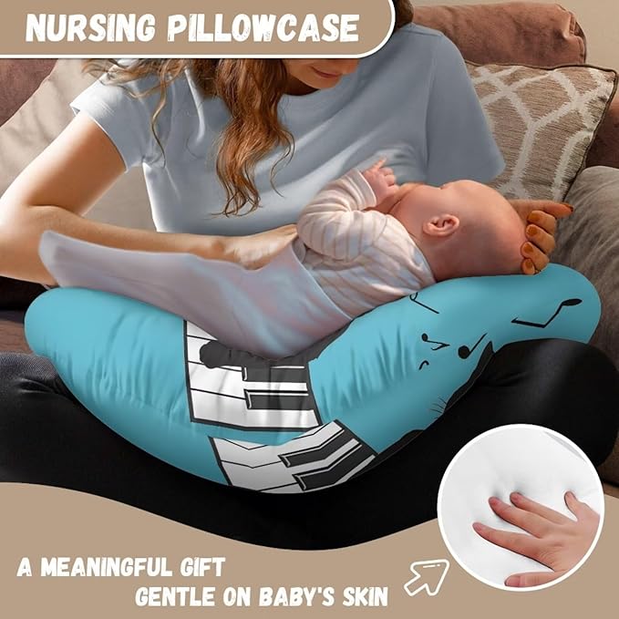 Nursing Pillow Cover Black Cat Piano Keys Stretchy Removable Cover for Breastfeeding Pillows Soft Comfortable Slipcover for Baby Girl and Boy Washable & Breathable