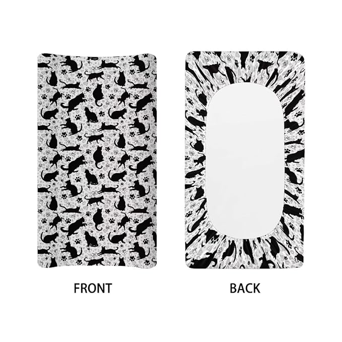 Black Cat Diaper Change Table Covers Cute Changing Pad Cover for Baby Replacement Soft Baby Nursery Diaper Changing Pad Sheets Gift for Holiday