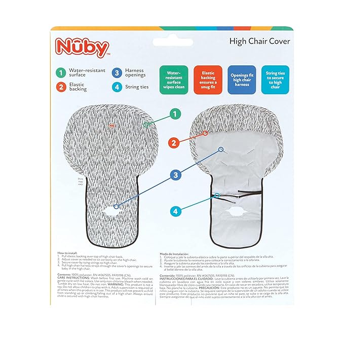 Nuby Baby High Chair Cover - Protects from Spills and Crumbs - Water Resistant for Easy Cleanup - Arrow Print