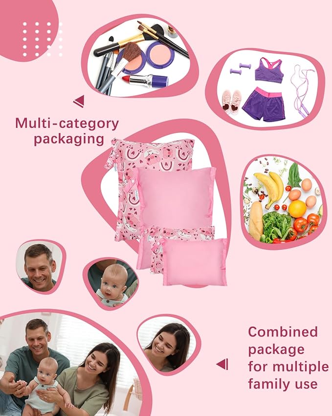 babygoal Wet Dry Bags 4 Pack, Waterproof Reusable Travel Bags for Swimsuits, Baby Cloth Diapers, Beach, Pool, Gym Bag & Wet Clothes