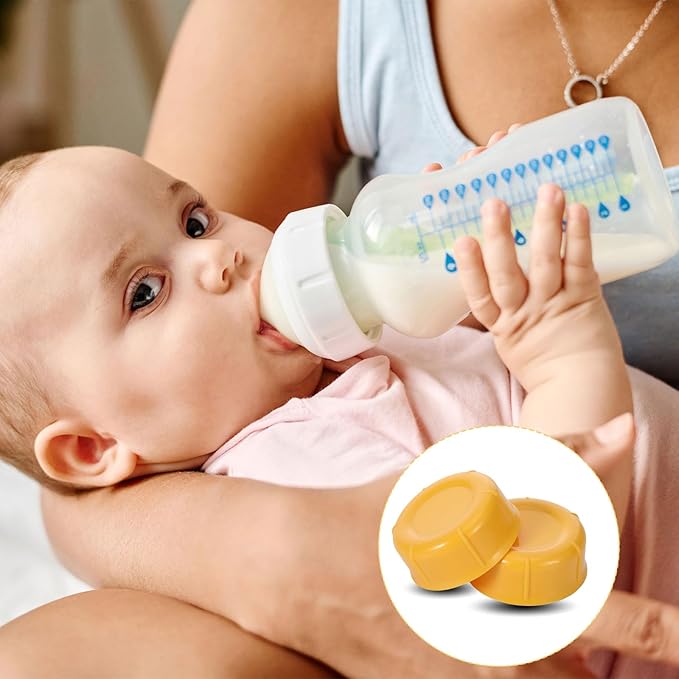 10Pcs Narrow Baby Bottle Caps Compatible with Dr Brown's, Medela, Ameda, Travel Bottle Caps Replacement Parts for Dr Brown, Storage Baby Bottle Lids with Sealing Gasket BPA Free Leak Proof (Orange)