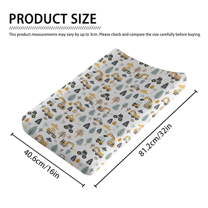 Cartoon Car Transportation Construction Truck Trees Baby Changing Pad Cover,Unisex Car Nursery Diaper Changing Table Pad Mat Sheet for Boys Girls-16x32