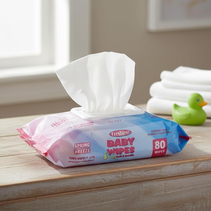 Ultimate White Baby Wipes Freshies with Lids - (Pack of 80) - Luxurious Softness Design - Perfect for Sensitive Skin & All Ages