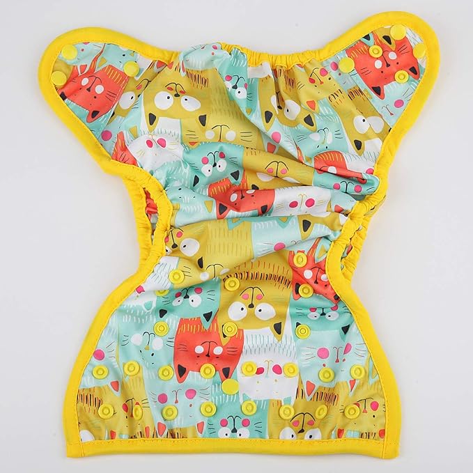 One Size Cloth Diaper Cover Snap With Double Gusset (Cat)