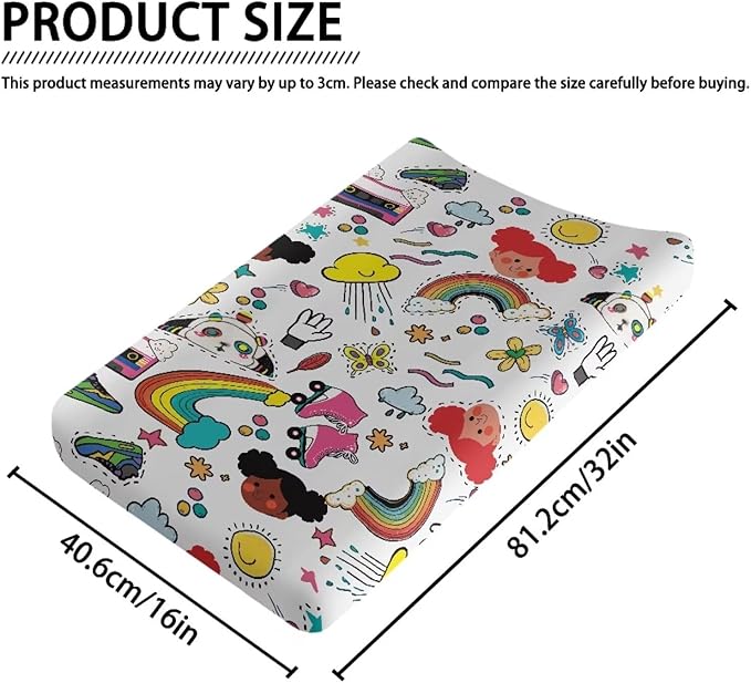 Rainbow Baby Changing Pad Cover Waterproof Breathable Nursery Pad Change Cover for Boys Girls Lightweight Cozy Diaper Changing Mat Cover