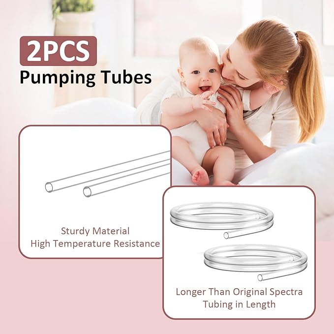 Replacement Pump Parts Compatible with Spectra S1, S2, 9Plus Breastpump, Pump Parts Kit 2PC for Spectra Include 23mm Flange, Duckbill Valve, Backflow Protector, Tube, Bottle, Not Original Accessories