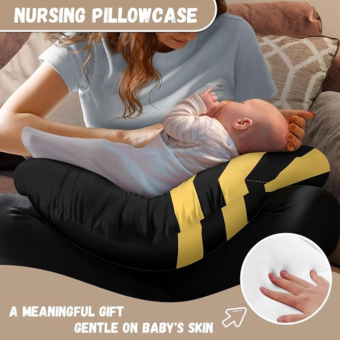 Forchrinse Cartoon Bee Nursing Pillow Cover Girls Cute Breastfeeding Pillow Case Infant Feeding Pillow Cushion Cover for Boys