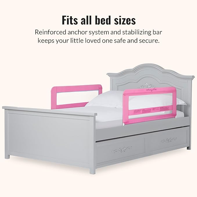 Dream On Me Lilibet Twin/Full/Queen Mesh Safety Bed Rails | Set Double Pack | 23 * 40