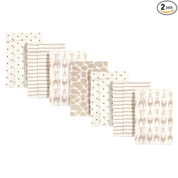 Hudson Baby Unisex Baby Cotton Flannel Burp Cloths, Neutral Giraffe, One Size