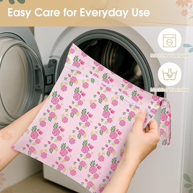 Reginary 8 Pack Wet Dry Bags Large & Small Waterproof Reusable Travel Zipper Pouches for Baby Diapers Family Wet Clothes Beach Swimsuits Toiletries(4 Sizes,Combination,Multicolor)