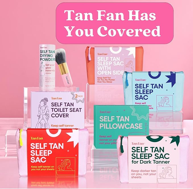 Tan Fan Self Tan Pillowcase - 100% Silky Soft Satin Pillow Case To Protect from Self Tanner Stains - Cooling Cover w Envelope Closure - Great For Hair and Skin - Fits Standard Size Pillows - Baby Pink