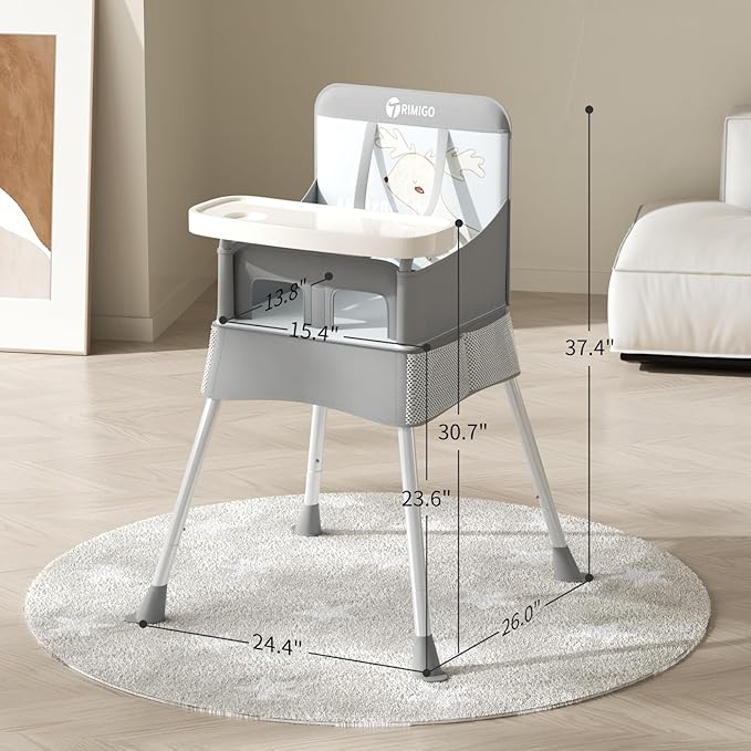 High Chair for Babies & Toddlers, Portable & Foldable Baby Feeding Chair with Removable Tray, Travel Highchair for Kitchen, Dining, Outdoors, Up to 33 lbs