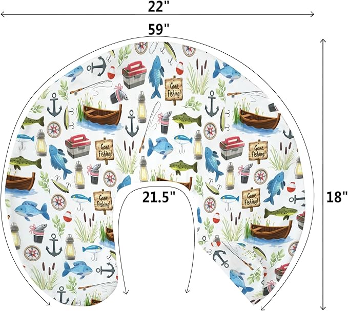 Gone Fishing Baby Nursing Pillow Covers for Boy Girl Fishing Lover Gift Nursing Slipcovers for Breastfeeding Pillows Soft Stretchy Vacation Outdoor Adventure Removable Cover for Newborn Infant
