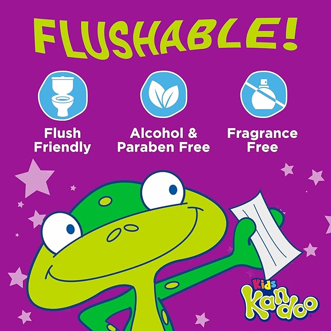Flushable Wipes for Baby and Kids by Kandoo, Sensitive and Unscented Formula, Hypoallergenic Potty Training Wet Cleansing Cloths, 42 Count, Pack of 12