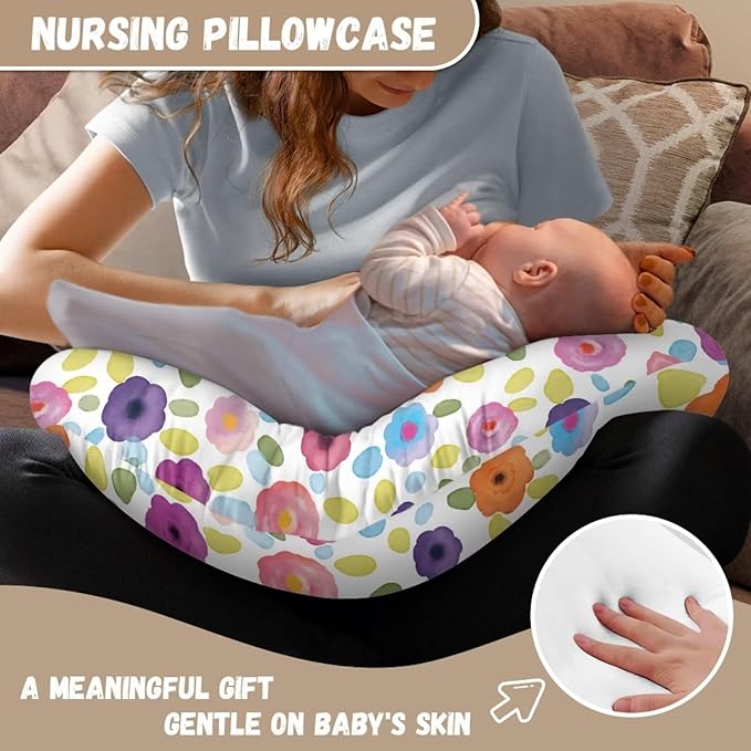Nursing Pillow Cover Slipcover Colorful Floral Soft Maternity Breastfeeding Newborn Infant Feeding Cushion Cover Breathable Breastfeeding Cover
